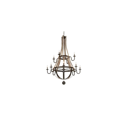 Barrel Stave 12 Light 56" Wide Taper Candle Style Chandelier
