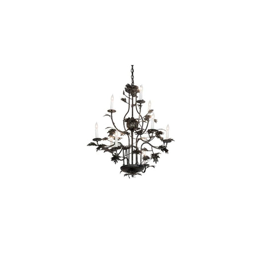 Oak Leaf 9 Light 36" Wide Taper Candle Style Chandelier