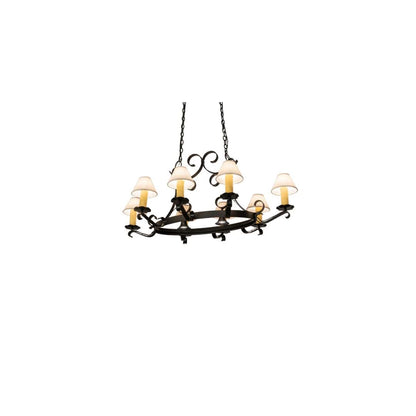 Long Hand forged 8 Light 39" Wide Ring Chandelier