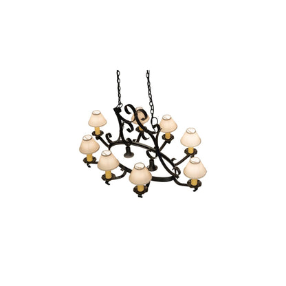 Long Hand forged 8 Light 39" Wide Ring Chandelier