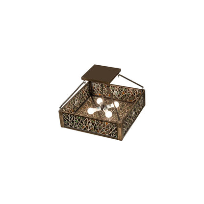 Bamboo 4 Light 33" Wide Semi-Flush Ceiling Fixture