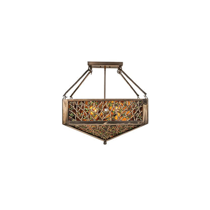 Bamboo 4 Light 33" Wide Semi-Flush Ceiling Fixture