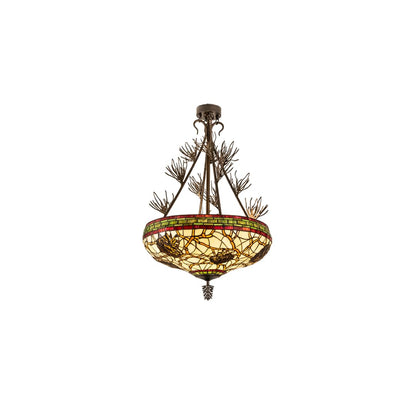 Pinecone 4 Light 40" Tall Semi-Flush Bowl Ceiling Fixture - Antique Copper Finish
