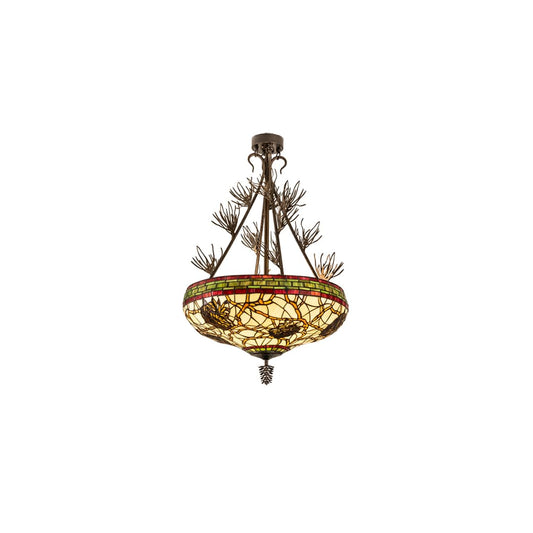 Pinecone 4 Light 40" Tall Semi-Flush Bowl Ceiling Fixture - Antique Copper Finish