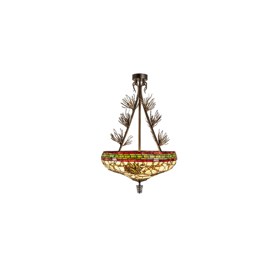 Pinecone 4 Light 40" Tall Semi-Flush Bowl Ceiling Fixture - Antique Copper Finish