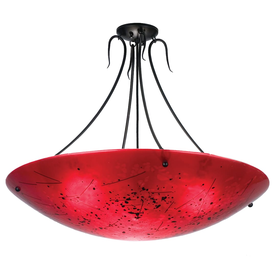 30" W Luce Rossa Fused Glass Inverted Semi-Flushmount Ceiling Fixture