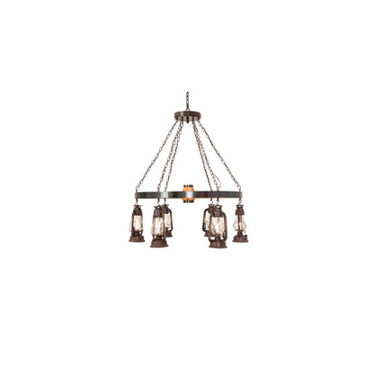 Miners Lantern Wagon Wheel 6 Light 40" Wide Lantern Chandelier