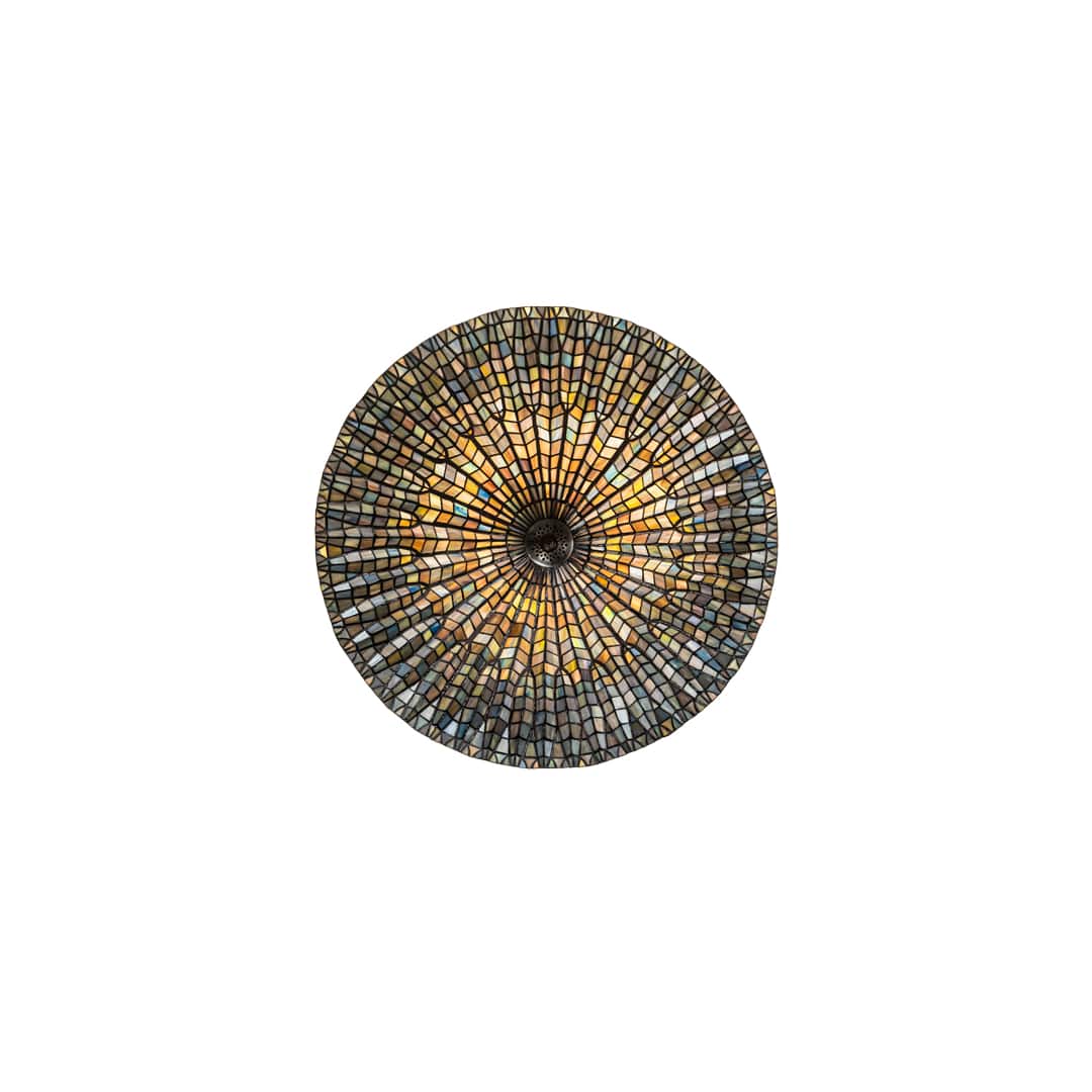 Tiffany Lotus Leaf 3 Light 25" Wide Semi-Flush Bowl Ceiling Fixture