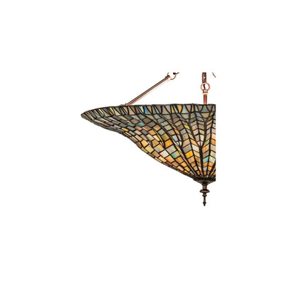 Tiffany Lotus Leaf 3 Light 25" Wide Semi-Flush Bowl Ceiling Fixture