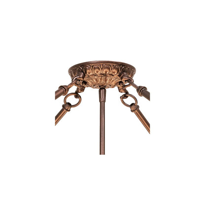 Fleur-de-lis 8 Light 40" Wide Semi-Flush Bowl Ceiling Fixture - Mahogany Bronze Finish