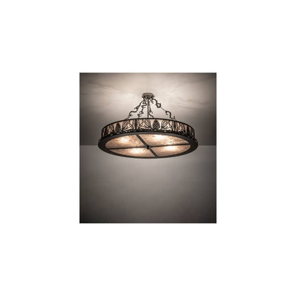Mountain Pine 4 Light 36" Wide Semi-Flush Drum Ceiling Fixture - Timeless Bronze Finish