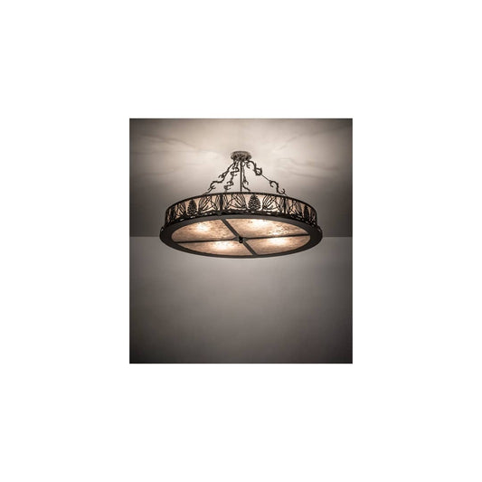Mountain Pine 4 Light 36" Wide Semi-Flush Drum Ceiling Fixture - Timeless Bronze Finish