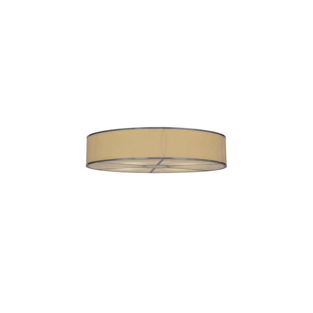 Cilindro 8 Light 48" Wide Semi-Flush Drum Ceiling Fixture with Natural Beige Shade - Nickel Finish