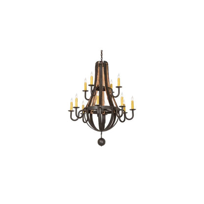 Barrel Stave 12 Light 48" Wide Taper Candle Style Chandelier
