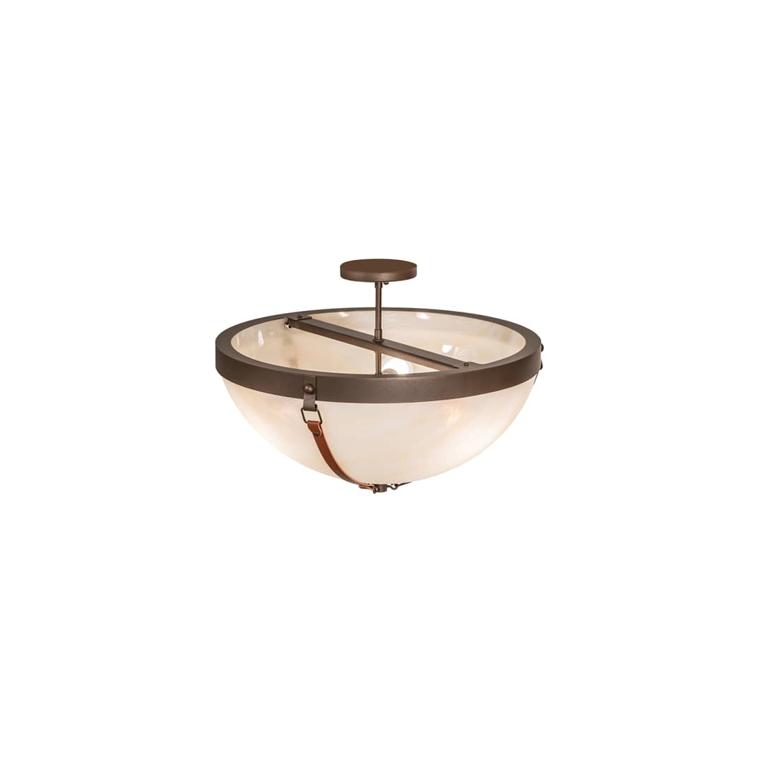 Saddle Strap 3 Light 22" Wide Semi-Flush Bowl Ceiling Fixture