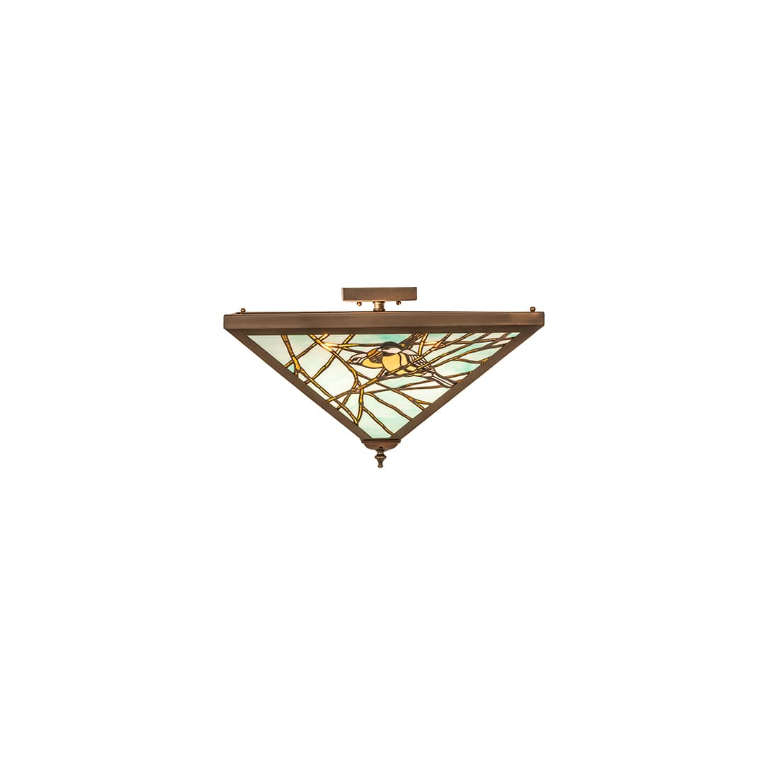 Backyard Friends 4 Light 12-1/2" Tall Semi-Flush Ceiling Fixture - Antique Copper Finish