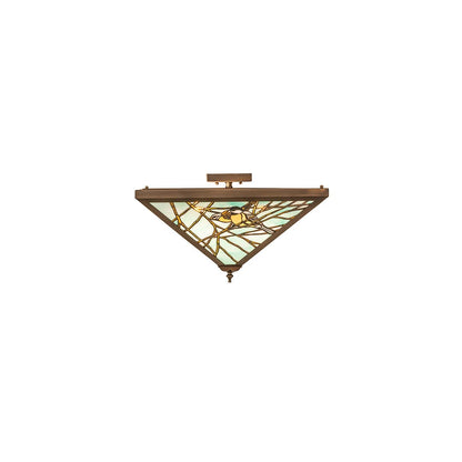 Backyard Friends 4 Light 12-1/2" Tall Semi-Flush Ceiling Fixture - Antique Copper Finish