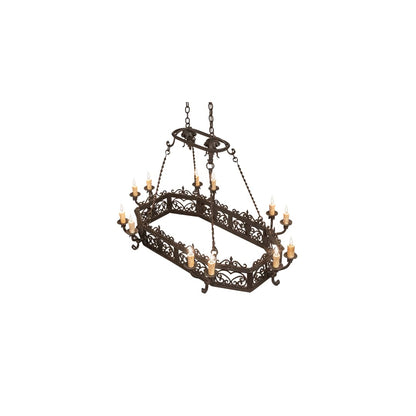 Long Conques 12 Light 50" Wide Taper Candle Style Chandelier