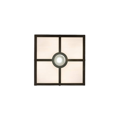 Kungsholm 4 Light 26" Wide Flush Mount Square Ceiling Fixture with Blue Glass Shade - Craftsman Brown Finish