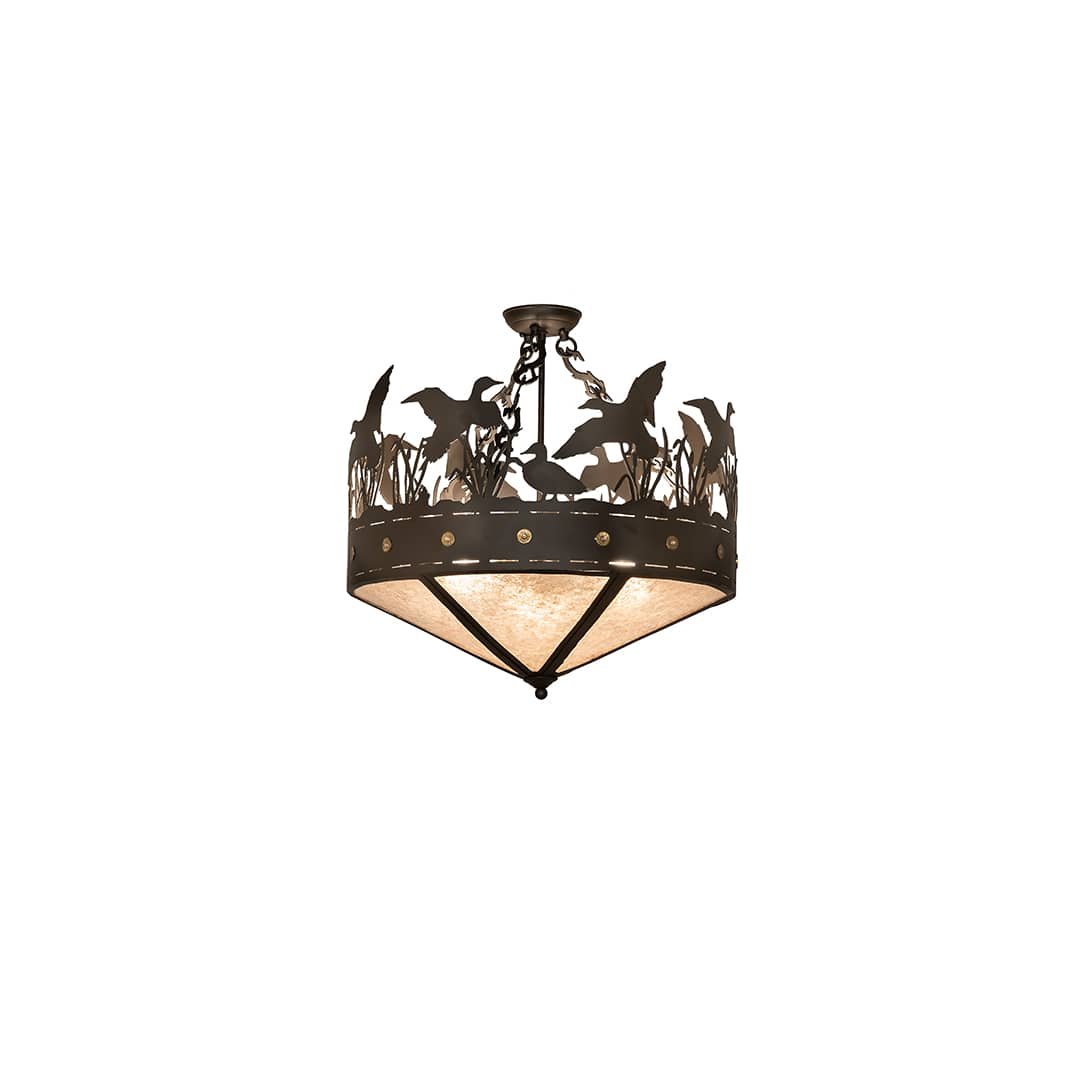 Ducks in Flight 3 Light 24" Wide Semi-Flush Ceiling Fixture