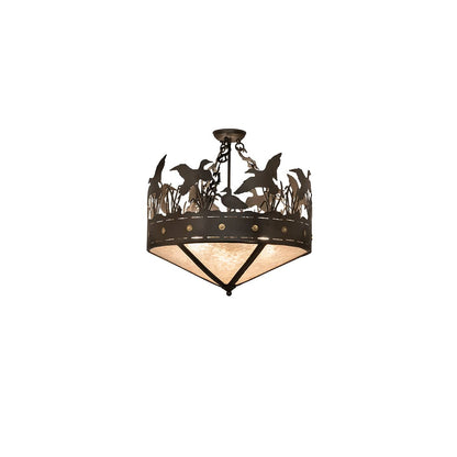 Ducks in Flight 3 Light 24" Wide Semi-Flush Ceiling Fixture