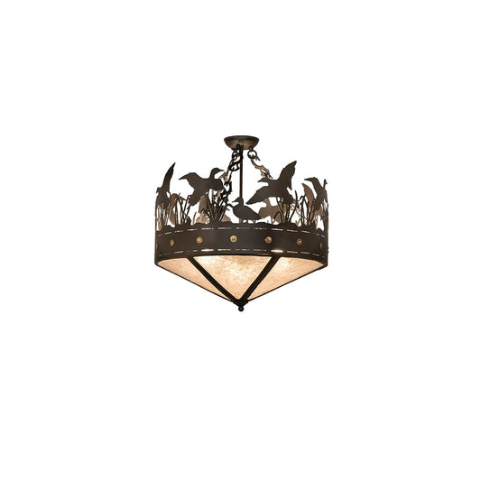 Ducks in Flight 3 Light 24" Wide Semi-Flush Ceiling Fixture