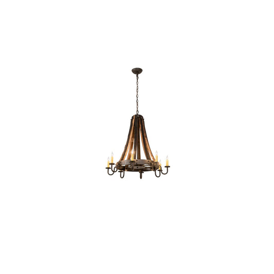 Barrel Stave 8 Light 27" Wide Taper Candle Style Chandelier