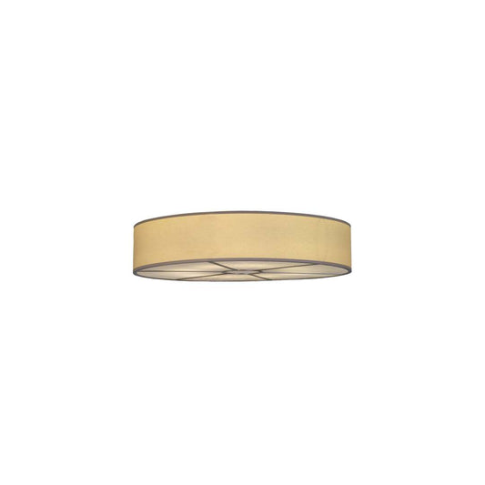Cilindro 8 Light 48" Wide Semi-Flush Drum Ceiling Fixture with Natural Shade - Nickel Finish