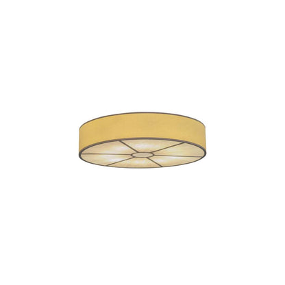 Cilindro 8 Light 48" Wide Semi-Flush Drum Ceiling Fixture with Natural Shade - Nickel Finish