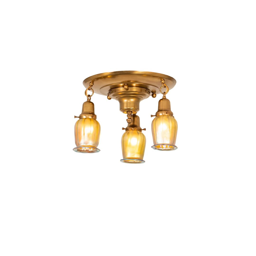 Revival Favrile 3 Light 18" Wide Semi-Flush Ceiling Fixture