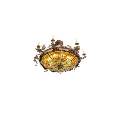 Acorn and Oak Leaf 8 Light 48" Wide Semi-Flush Ceiling Fixture