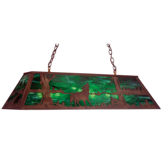 Northwoods 9 Light 48" Wide Billiard Chandelier with Green Glass Shade