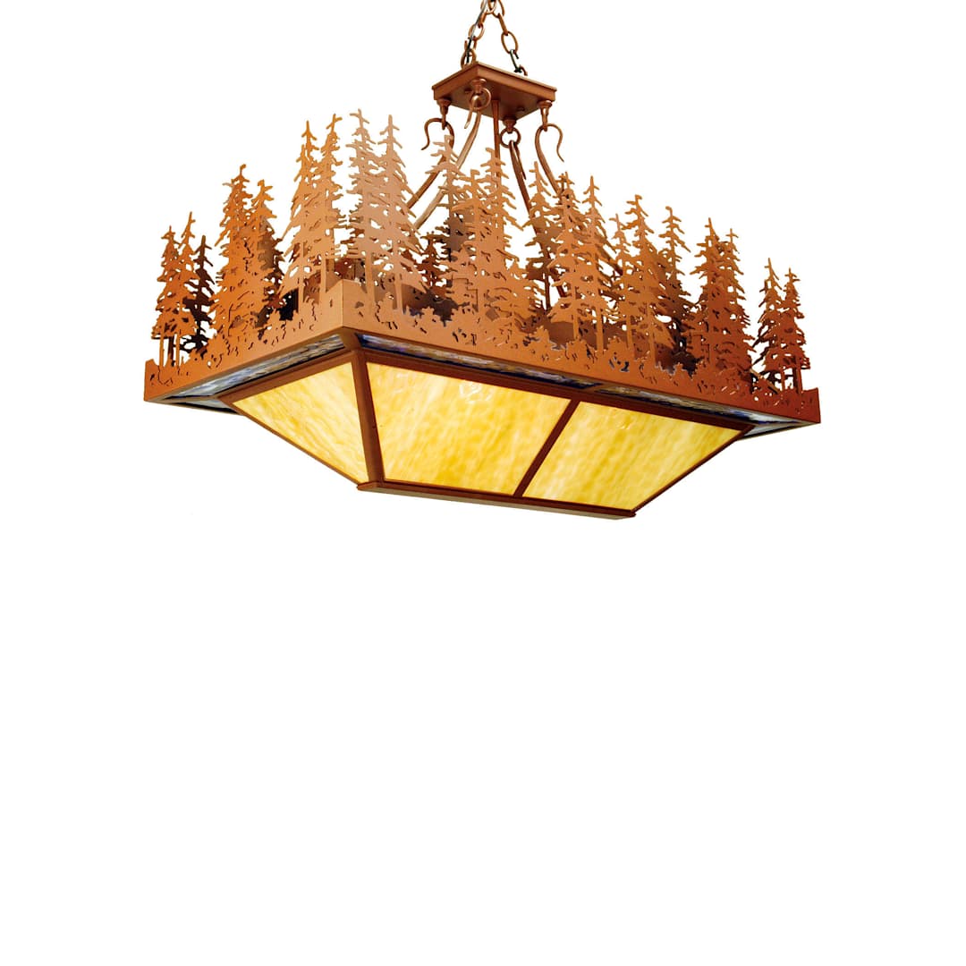 Pine Lake 10 Light 40" Wide Billiard Chandelier with Brown Acrylic Shade
