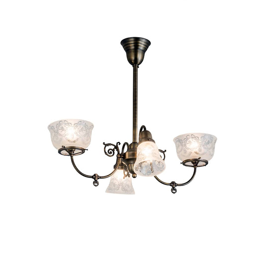 Revival Wreath and Garland 4 Light 28" Wide Chandelier with White Glass Shade