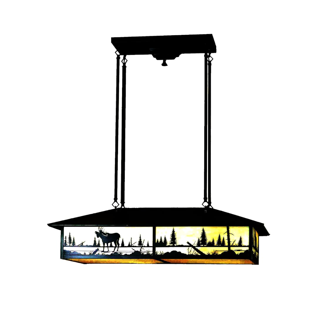 Moose Creek 4 Light 35" Wide Billiard Chandelier with Brown Acrylic Shade