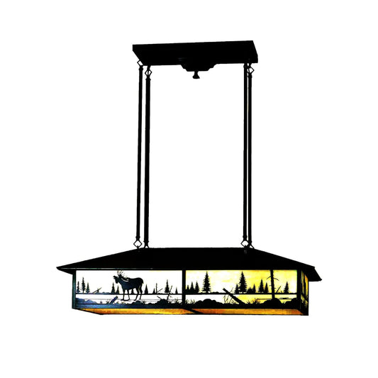 Moose Creek 4 Light 35" Wide Billiard Chandelier with Brown Acrylic Shade