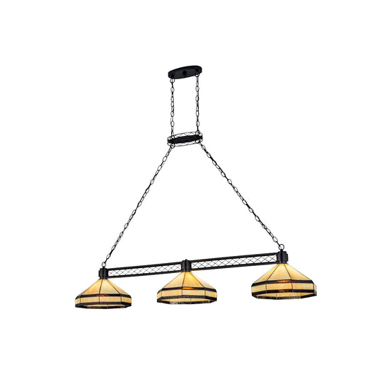 Top Ridge 3 Light 62" Wide Linear Chandelier with Tiffany Glass Shade