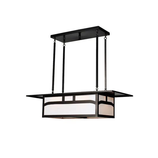 Hyde Park 4 Light 34" Wide Linear Chandelier with White Acrylic Shade