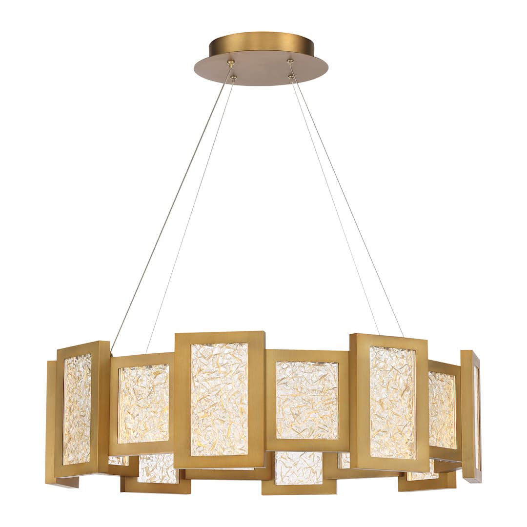 Fury 28" Wide LED Suspended Drum Chandelier with Opal Glass Shade