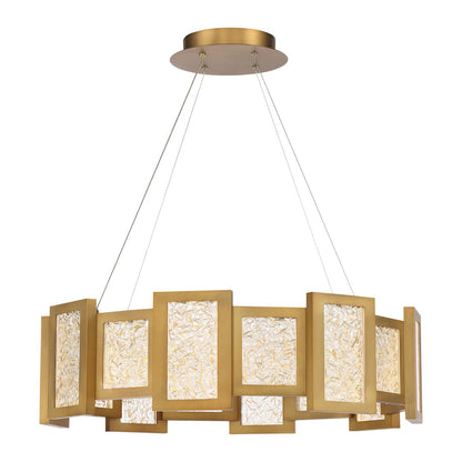 Fury 28" Wide LED Suspended Drum Chandelier with Opal Glass Shade