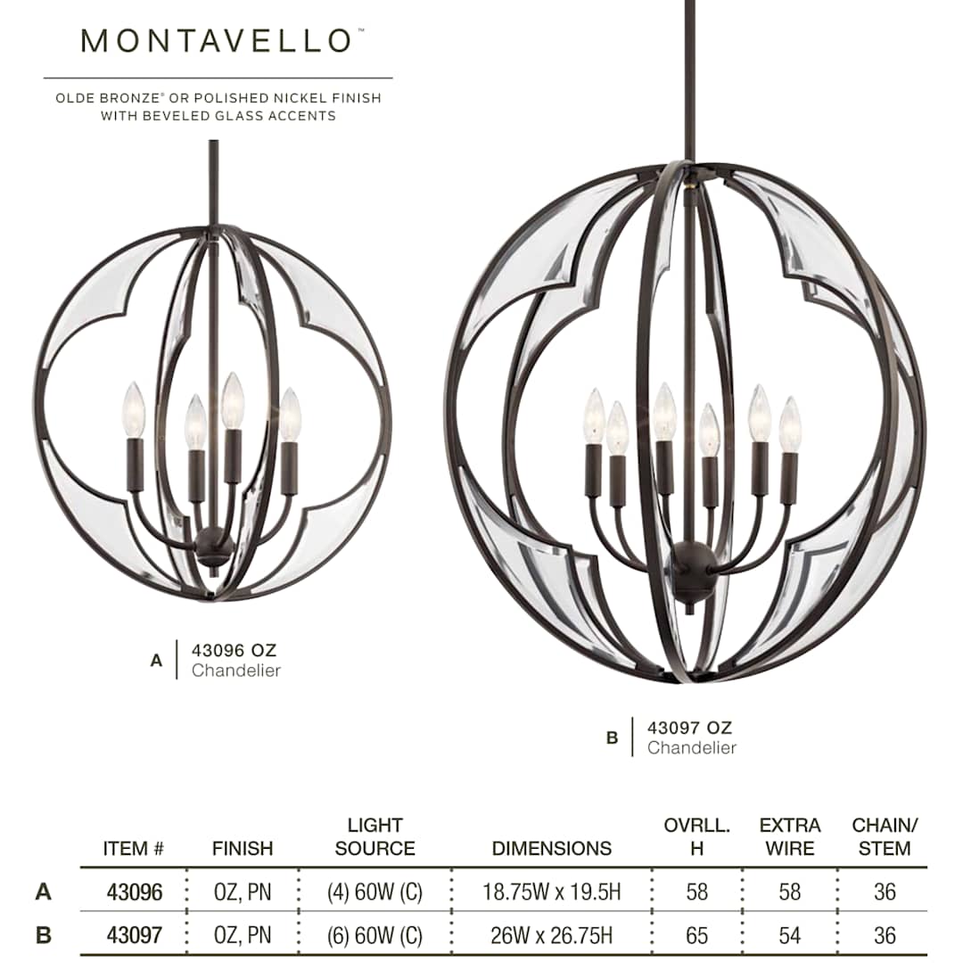 Montavello 6 Light 26" Wide Single Pendant
