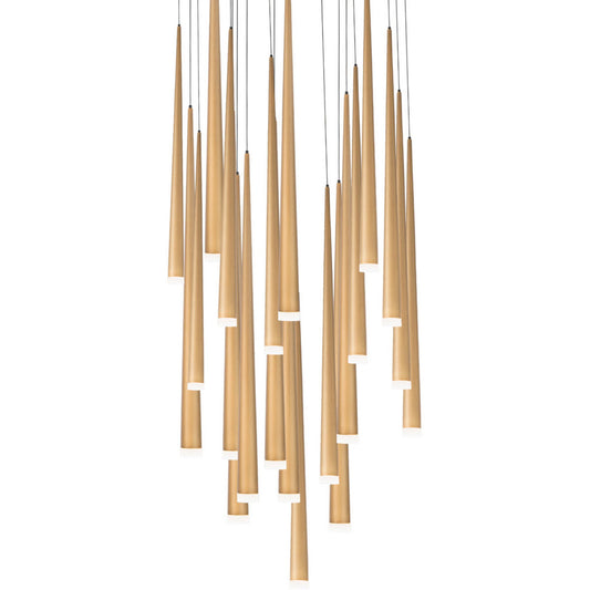Modern Forms PD-41821R-AB 3500K 147 Watt Cascade Etched Glass LED Round Chandelier in Aged Brass