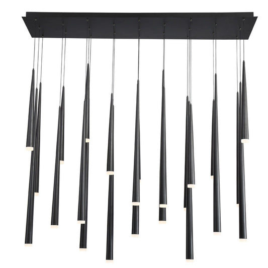 Modern Forms PD-41823L-BK 3500K 161 Watt Cascade Etched Glass LED Linear Chandelier in Black