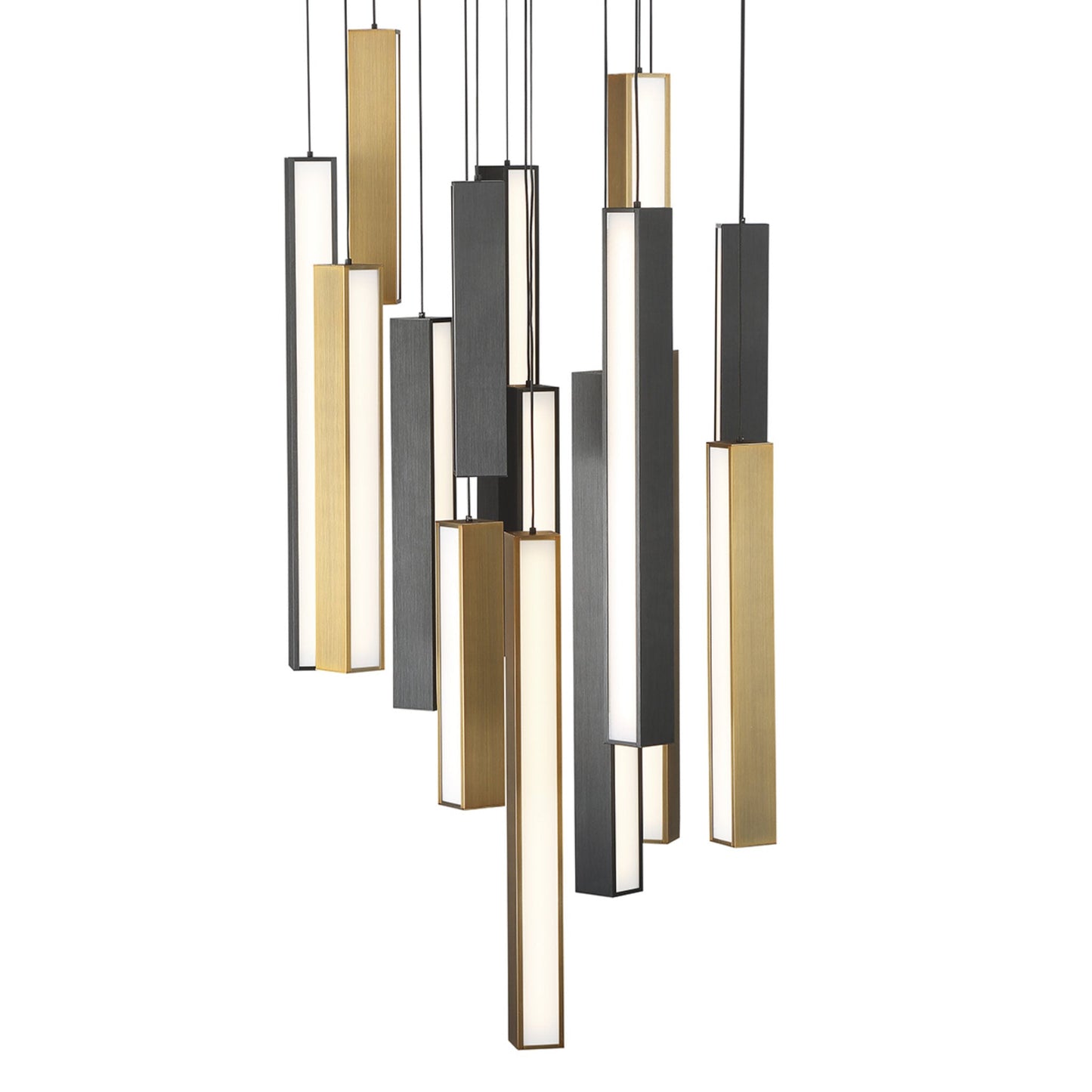 Modern Forms PD-64815R-BK/AB-BK 3000K 80 Watt Chaos LED Round Chandelier in Black & Aged Brass & Black