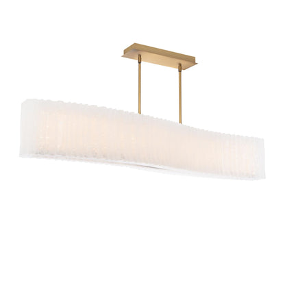 Rhiannon 48in LED Linear Chandelier 3000K with Reclaimed Crystal in Aged Brass