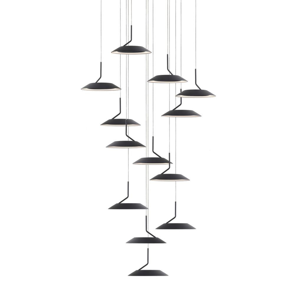 Royyo Pendant, 13-Light, Circular, LED, Matte Black, Matte Black Canopy, 22"W (RYP-C13-SW-MTB 407UEL9)