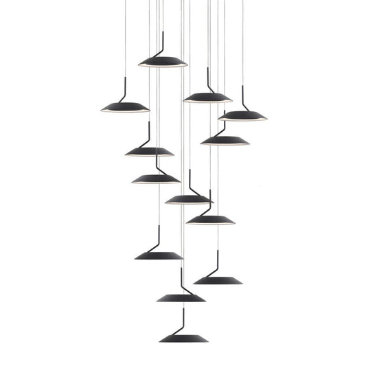 Royyo Pendant, 13-Light, Circular, LED, Matte Black, Matte Black Canopy, 22"W (RYP-C13-SW-MTB 407UEL9)