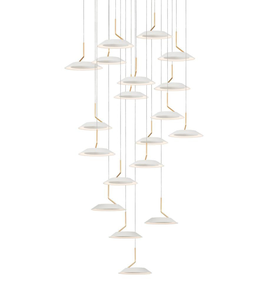Royyo Pendant, 19-Light, Circular, LED, Matte White, Gold Accent, Matte White Canopy, 22"W (RYP-C19-SW-MWG 407UELG)