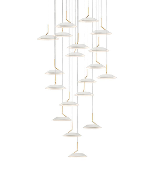 Royyo Pendant, 19-Light, Circular, LED, Matte White, Gold Accent, Matte White Canopy, 22"W (RYP-C19-SW-MWG 407UELG)