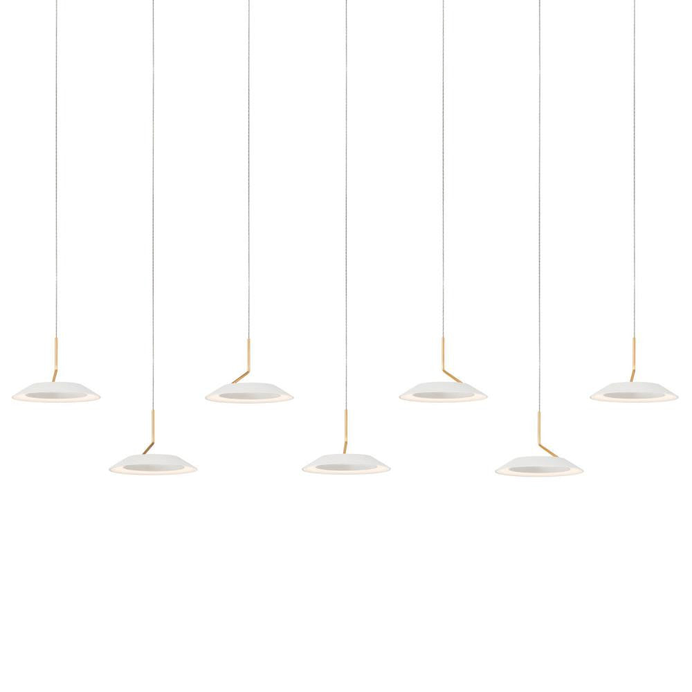 Royyo Pendant, 7-Light, Linear, LED, Matte White, Gold Accent, Matte White Canopy, 44"W (RYP-L7-SW-MWG 407UEKZ)